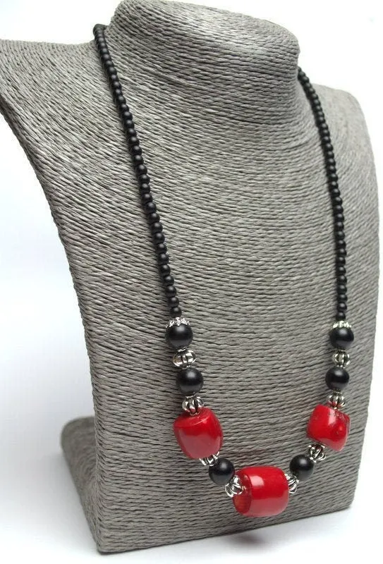 Large coral onyx necklace Gifts for mom Mother day present idea Natural coral statement necklace Personalized jewelry Handmade jewelry gift