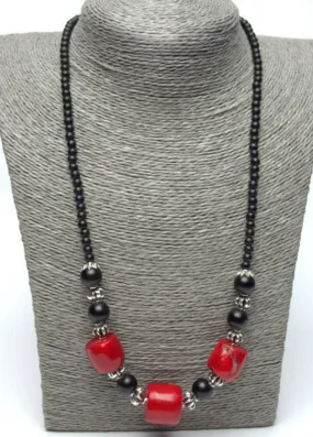Large coral onyx necklace Gifts for mom Mother day present idea Natural coral statement necklace Personalized jewelry Handmade jewelry gift