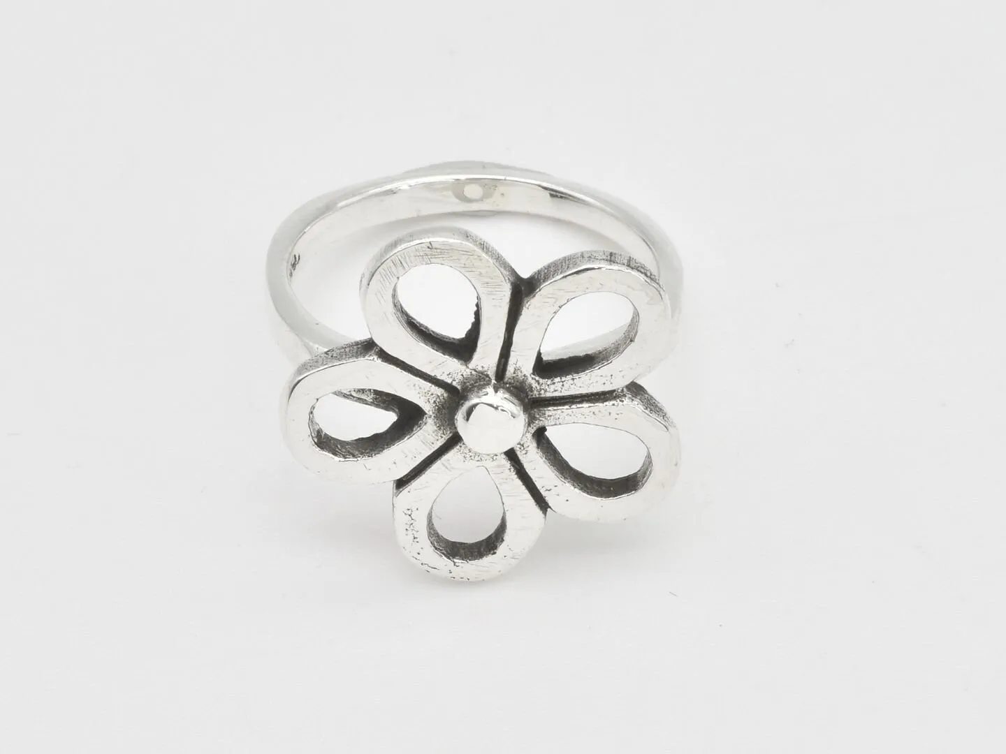Large Flower Ring - Cut Out Flower Ring - Silver Flower Ring
