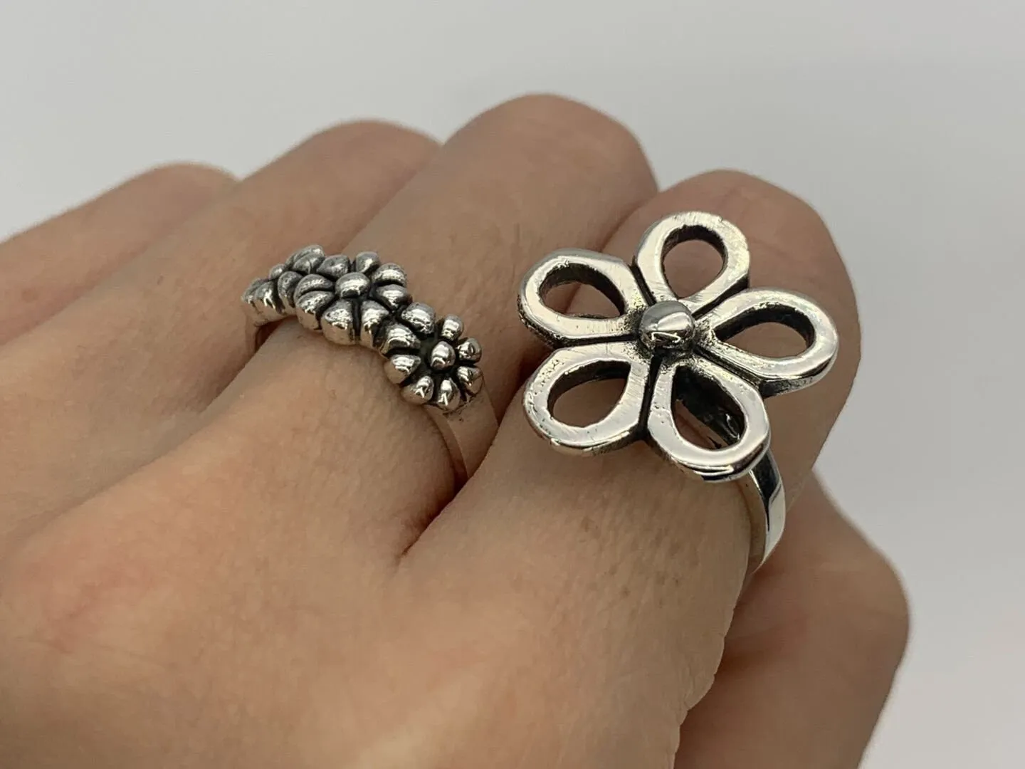 Large Flower Ring - Cut Out Flower Ring - Silver Flower Ring