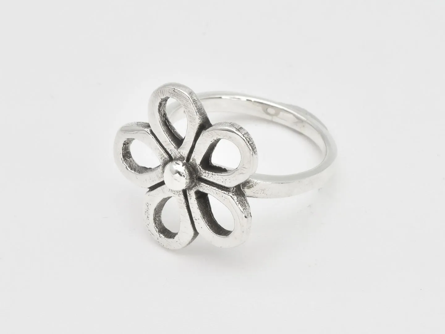 Large Flower Ring - Cut Out Flower Ring - Silver Flower Ring