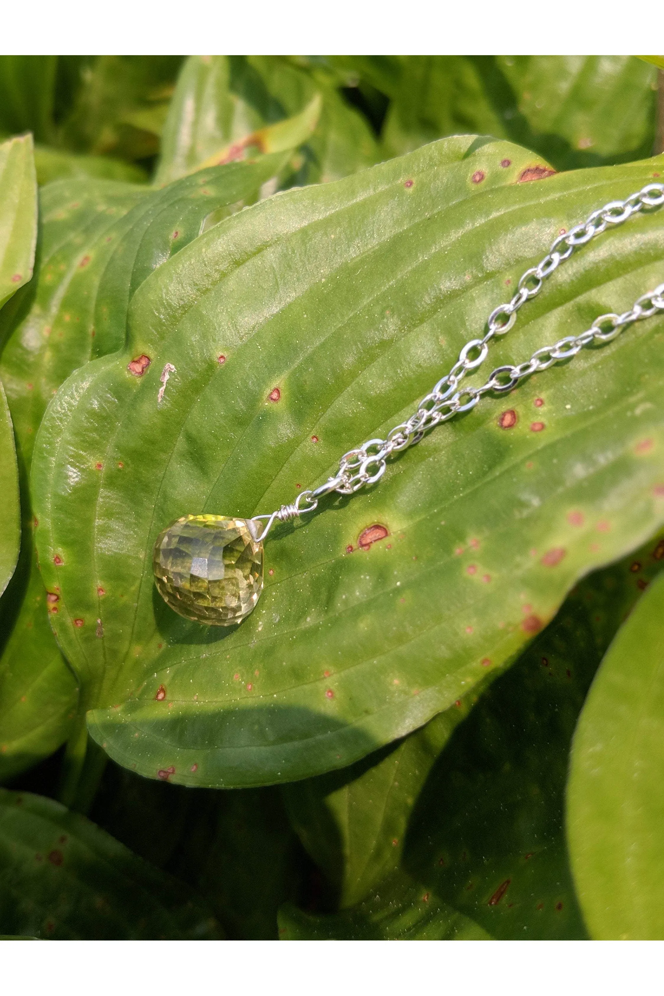 Lemon Quartz Pear Briolette Gemstone Necklace