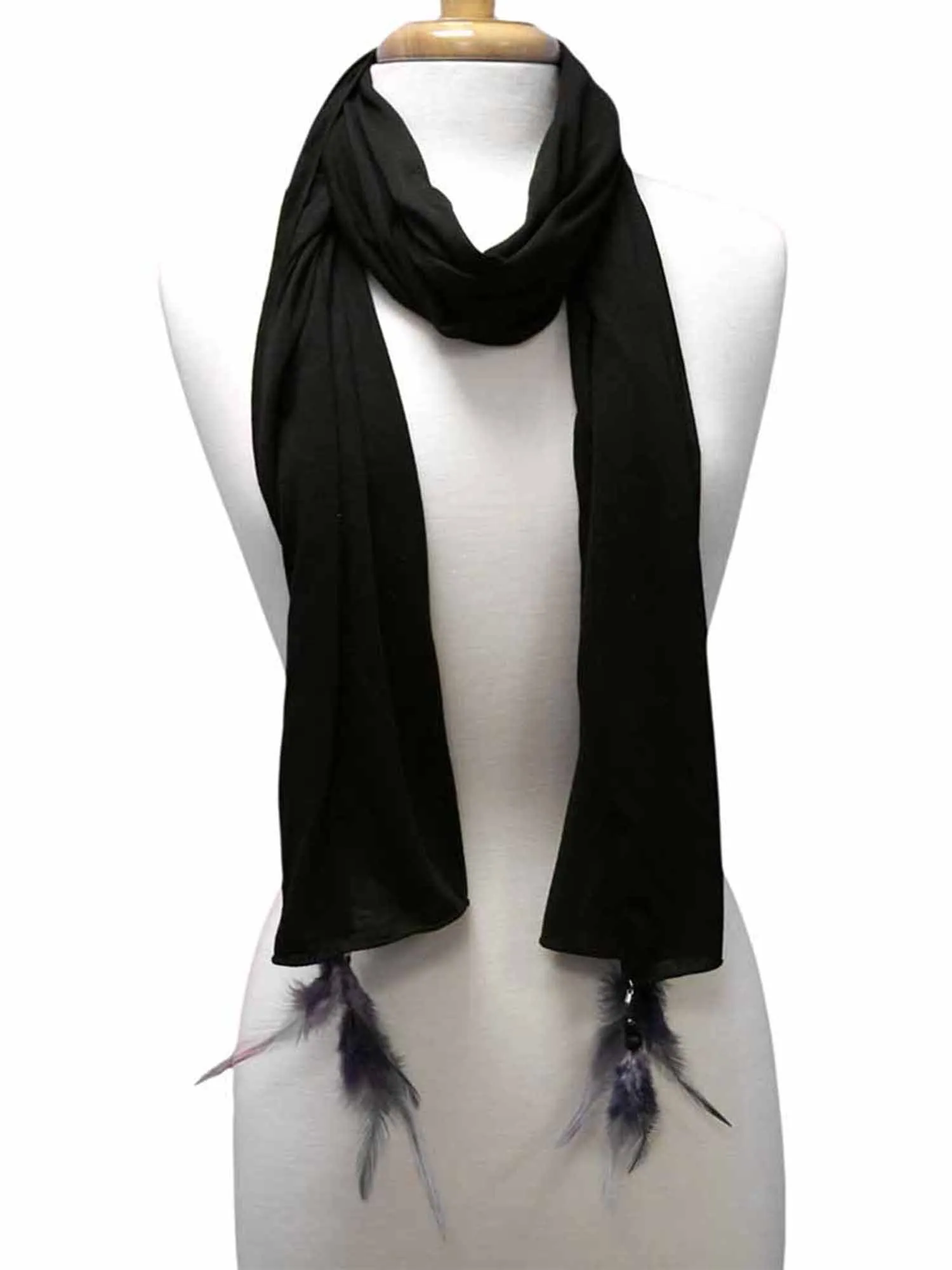 Long Neck Scarf Wrap With Feather Tips