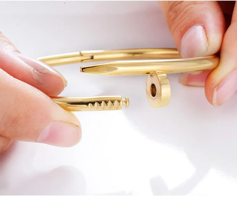 Love Bracelet Stainless Steel Nail Bracelet Silver/Rose Gold/18K Gold Plated Women Jewelry Nail Screw Cuff Bangle