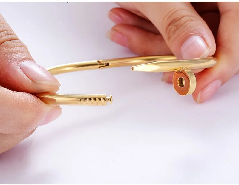 Love Bracelet Stainless Steel Nail Bracelet Silver/Rose Gold/18K Gold Plated Women Jewelry Nail Screw Cuff Bangle