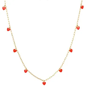 Love U Necklace gold plated - Lipstick Red
