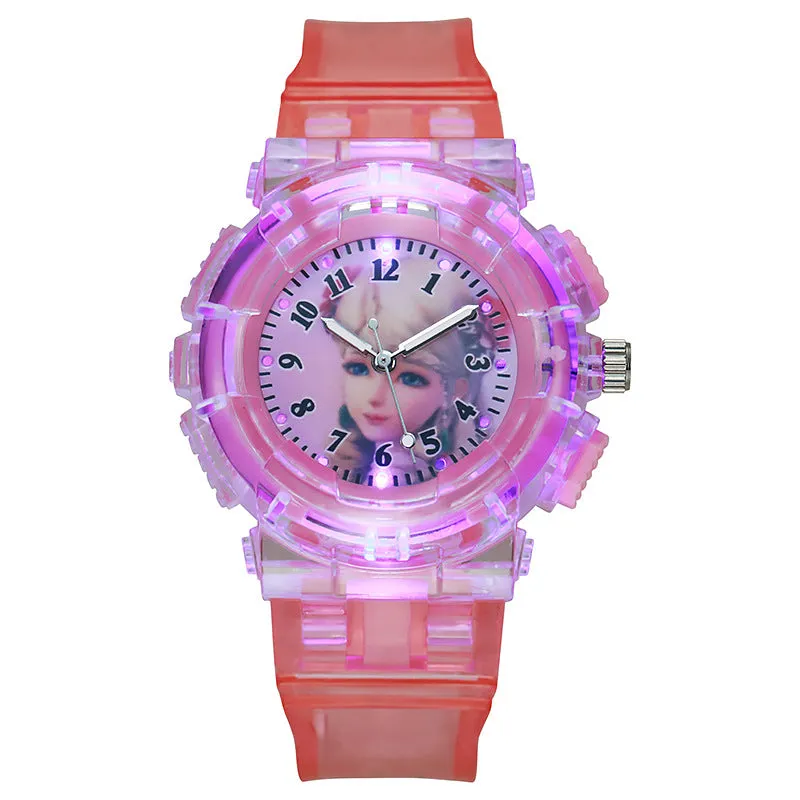 Luminous Flashing Light LED Watch Girl Spirit Princess Ice Princess Children's Electronic Watch
