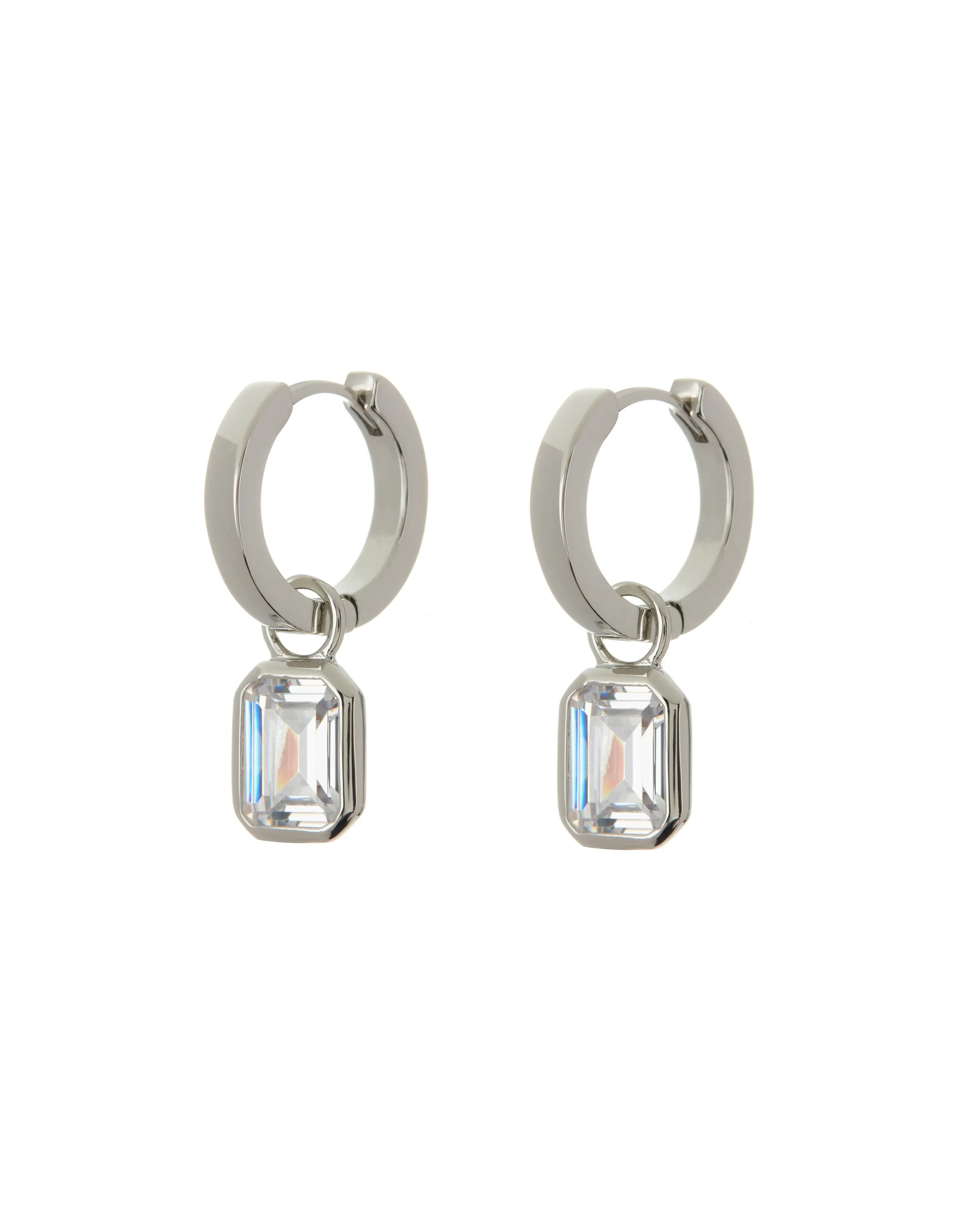 LUV AJ - Brigitte Bezel Huggies in Silver