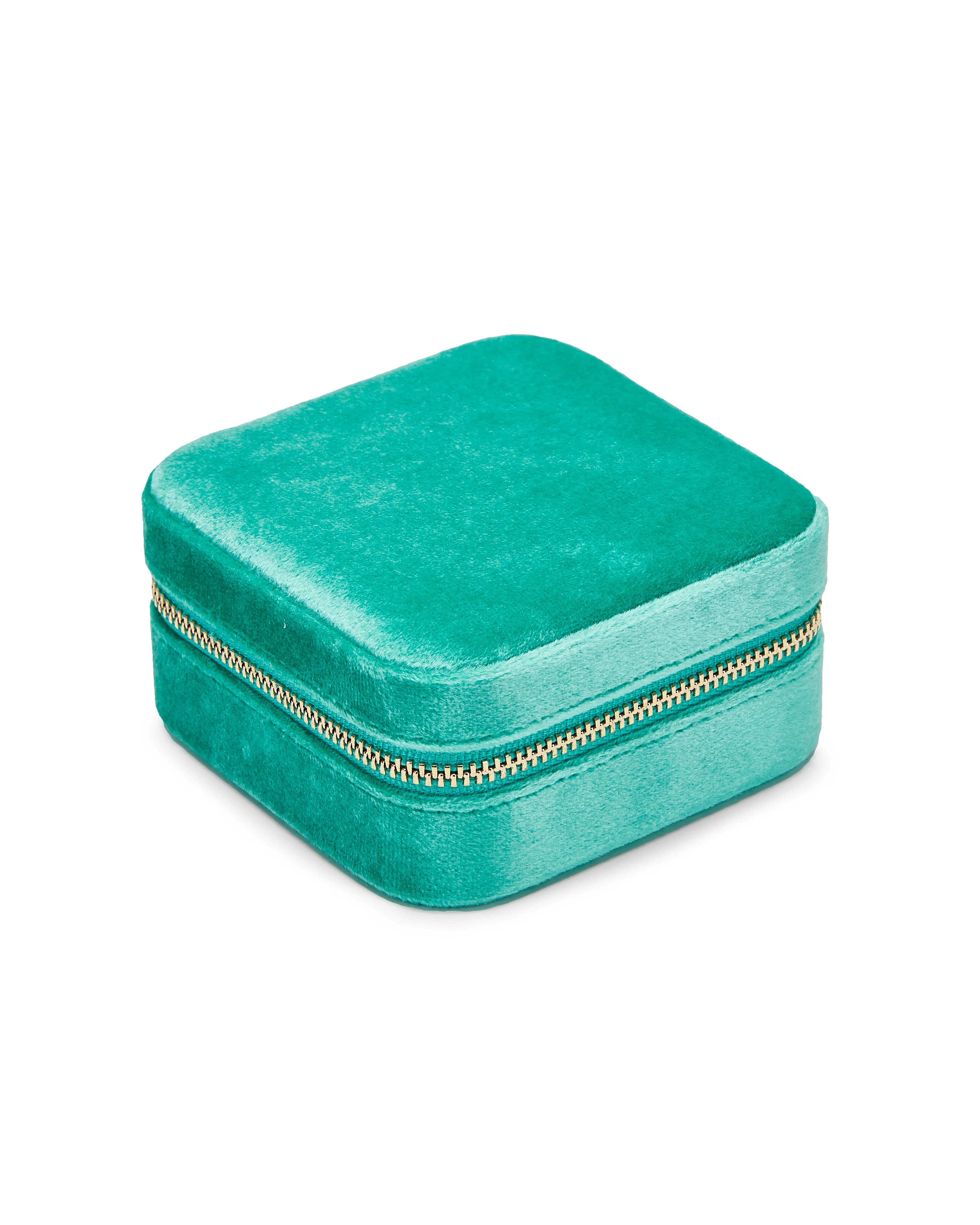 Luxurious Turquoise Velvet Travel Jewellery Box