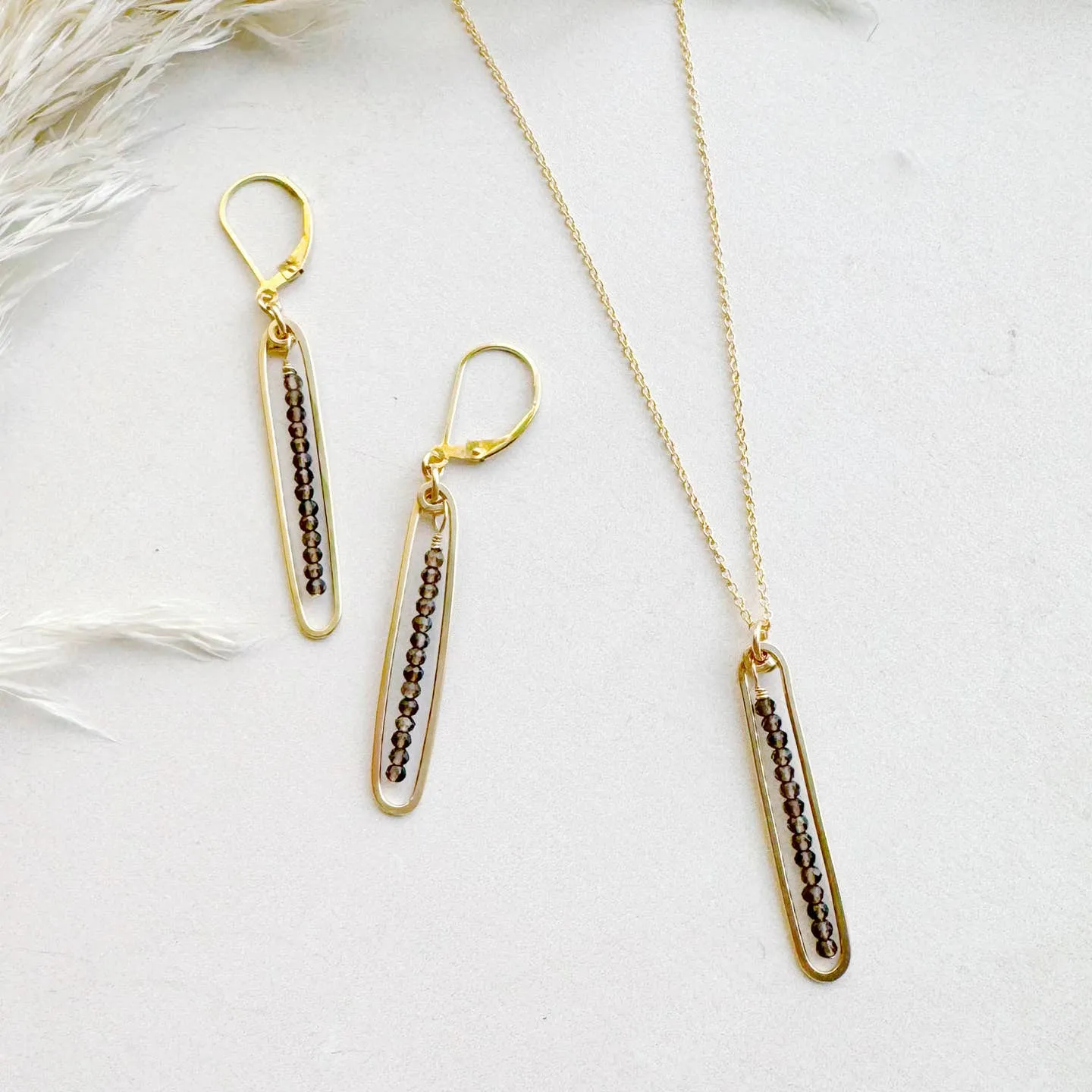 lyric necklace with smoky quartz