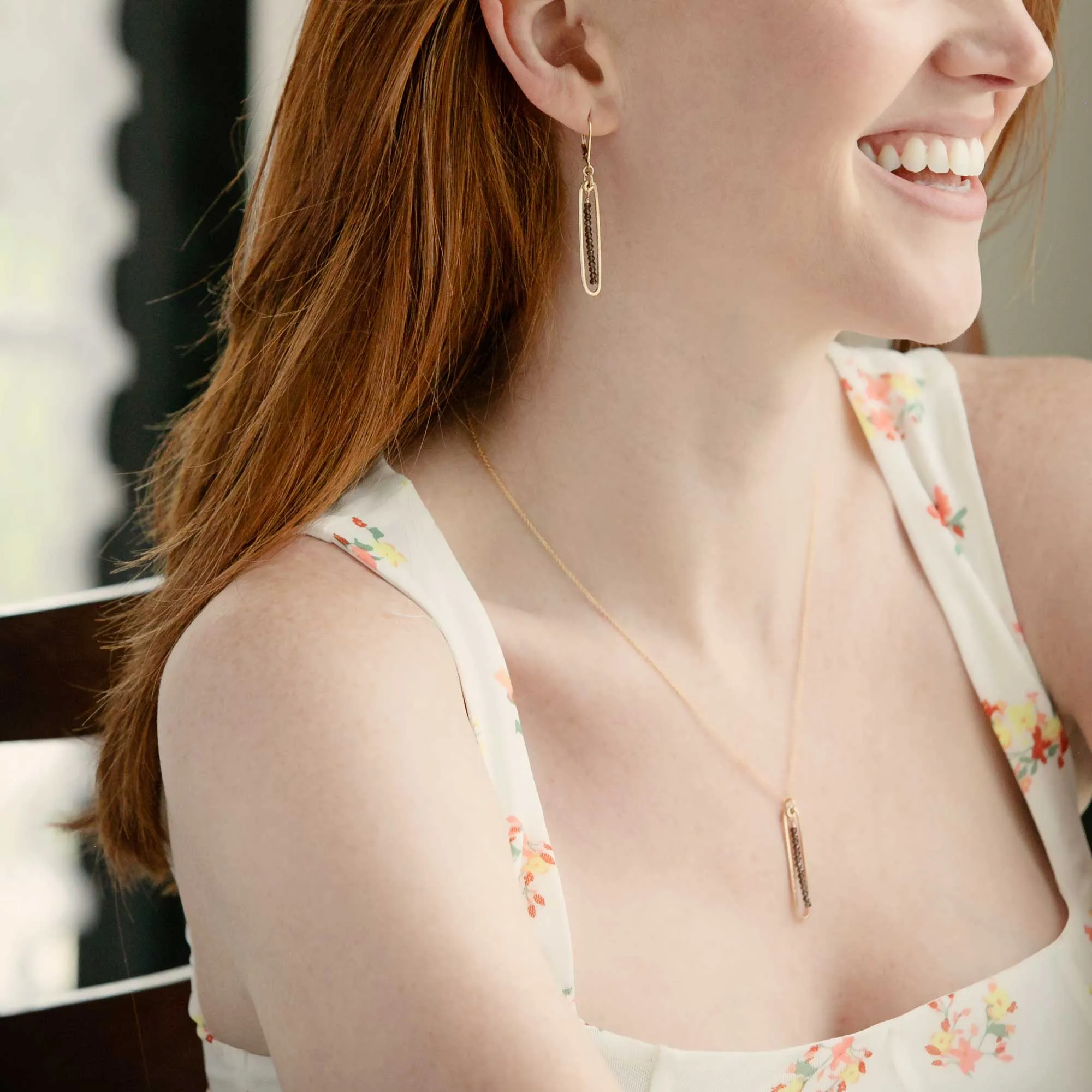 lyric necklace with smoky quartz