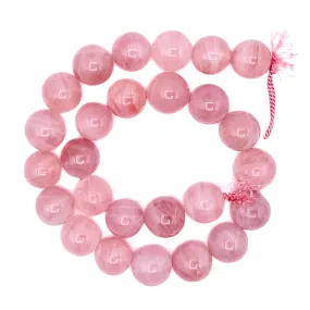 Madagascar Rose Quartz 14.5mm Smooth Rounds Bead Strand