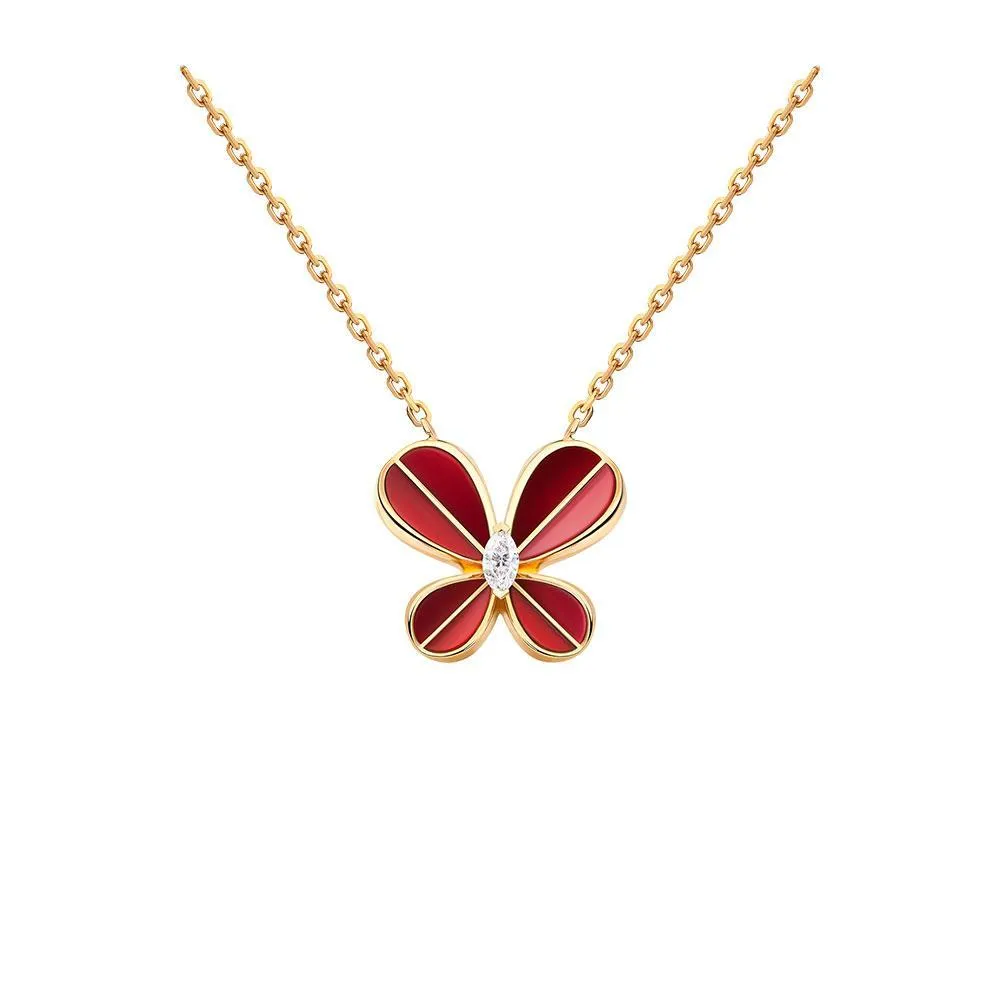 Marquise Butterfly Rose Gold Large Necklace
