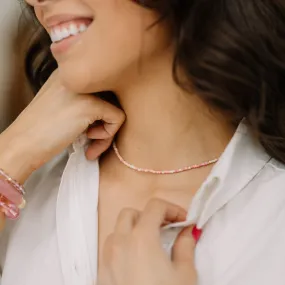 Mini Bead Necklace: Blush   Coral