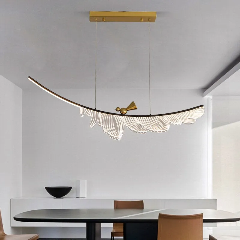 Modern Design Lustre Copper LED Chandelier Living Dining Room Indoor Home Decor Lighting Luminaire Acrylic Bedroom Pendant Lamps