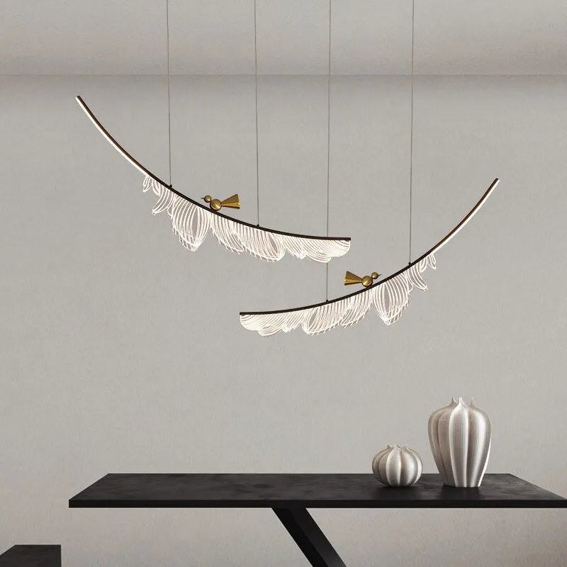 Modern Design Lustre Copper LED Chandelier Living Dining Room Indoor Home Decor Lighting Luminaire Acrylic Bedroom Pendant Lamps