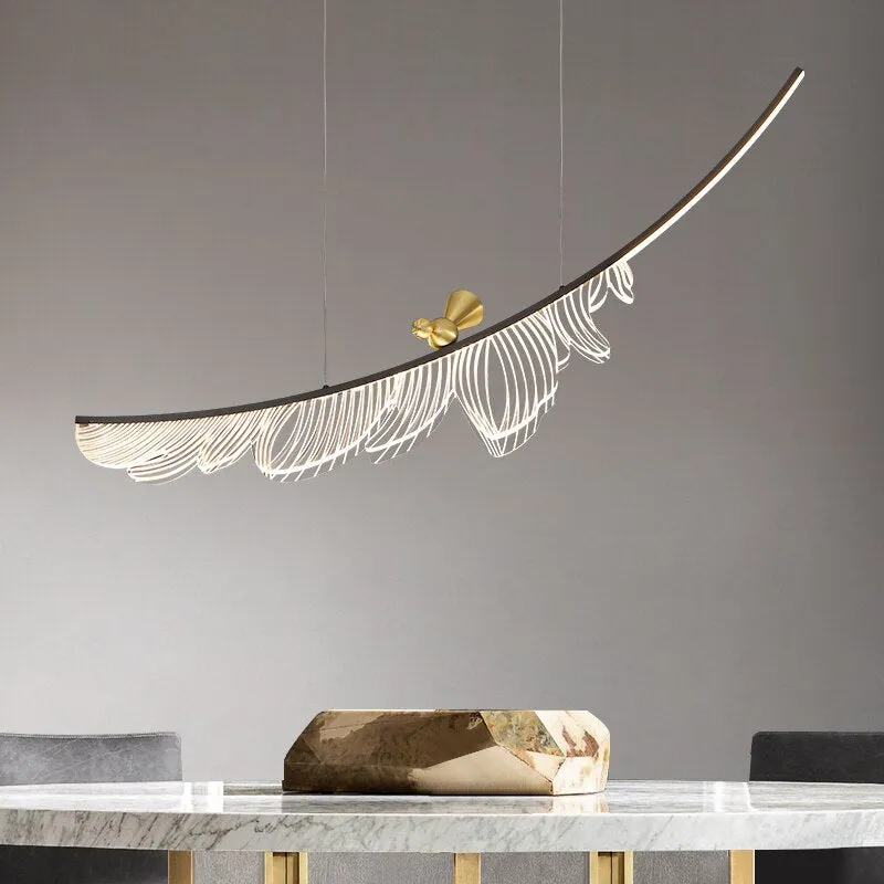 Modern Design Lustre Copper LED Chandelier Living Dining Room Indoor Home Decor Lighting Luminaire Acrylic Bedroom Pendant Lamps