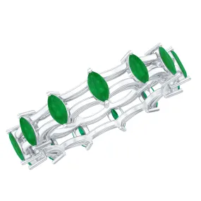Modern Marquise Shape Emerald Full Eternity Band Ring