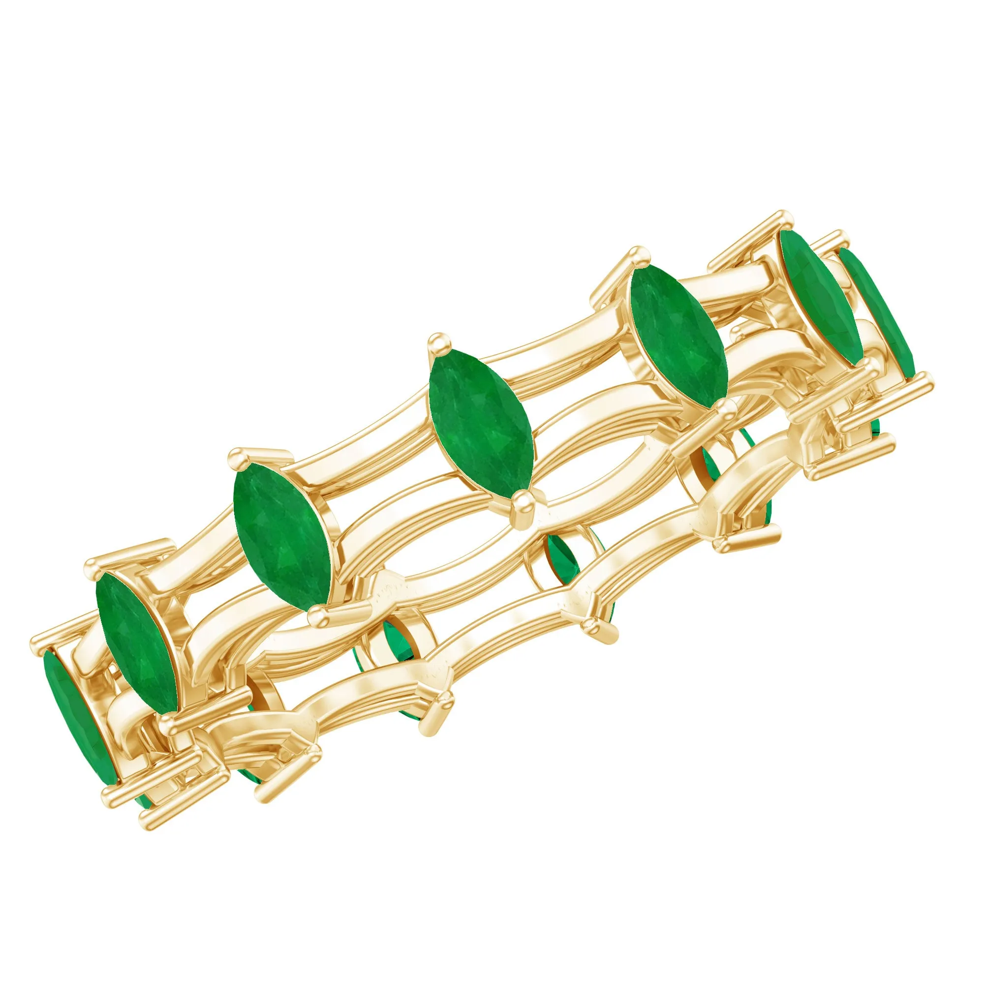 Modern Marquise Shape Emerald Full Eternity Band Ring