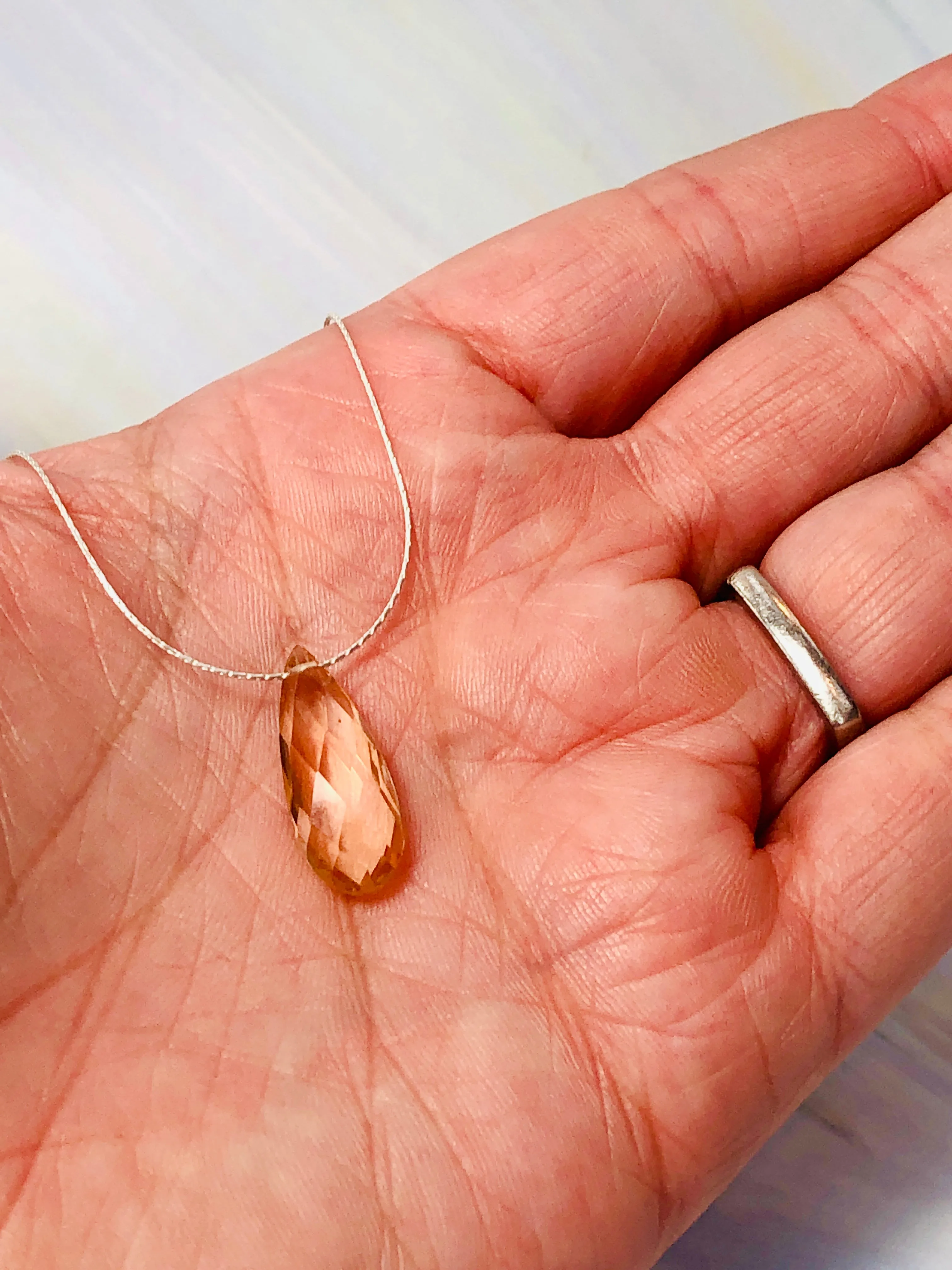 Morganite Quartz Solitaire Necklace, Silver Morganite Necklace