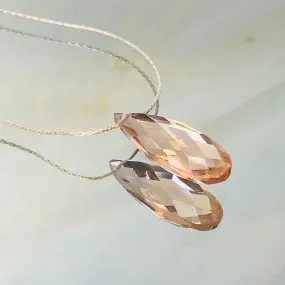 Morganite Quartz Solitaire Necklace, Silver Morganite Necklace