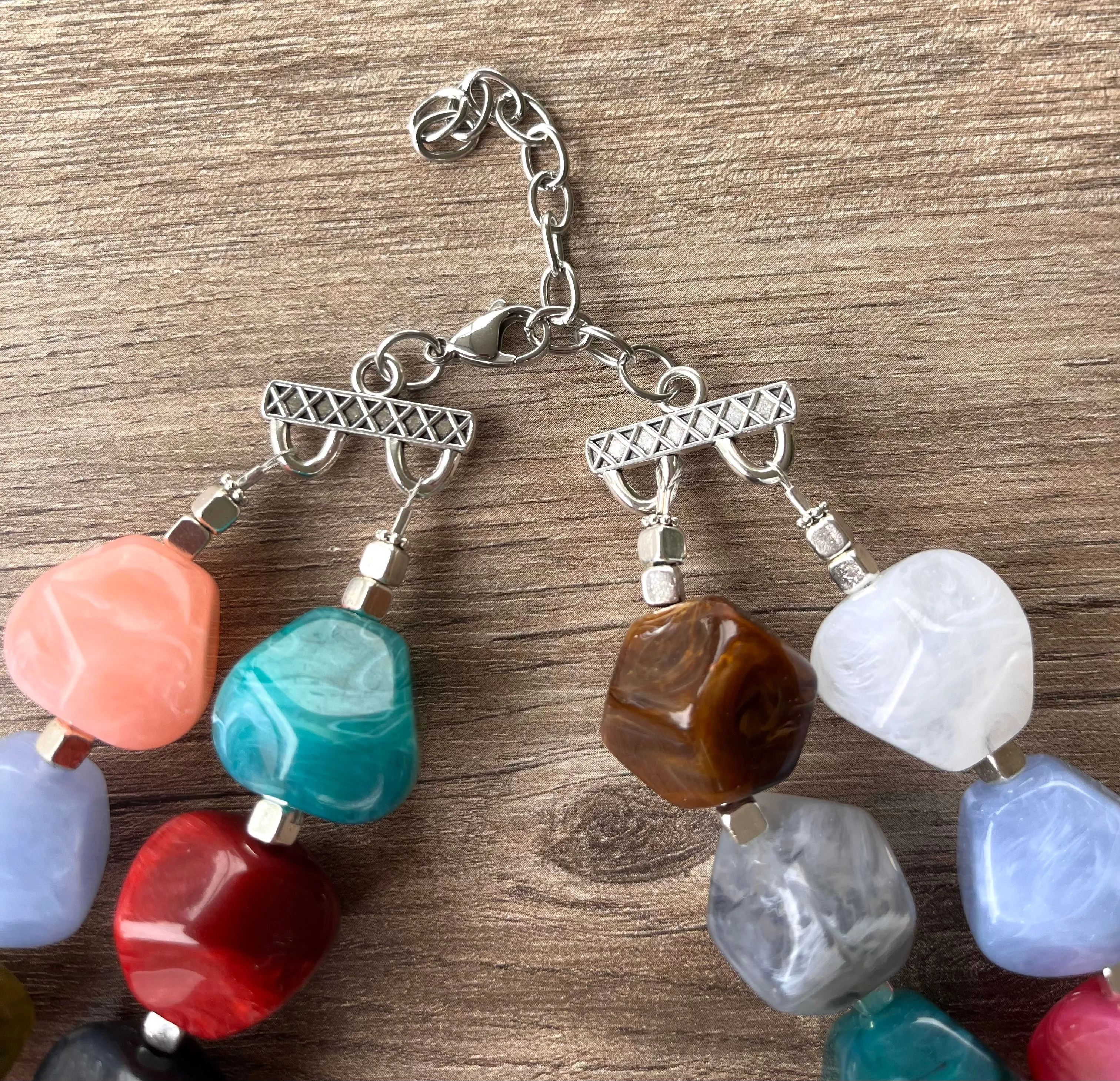 Multi Color Lucite Statement Chunky Beaded Acrylic Necklace - Ashley