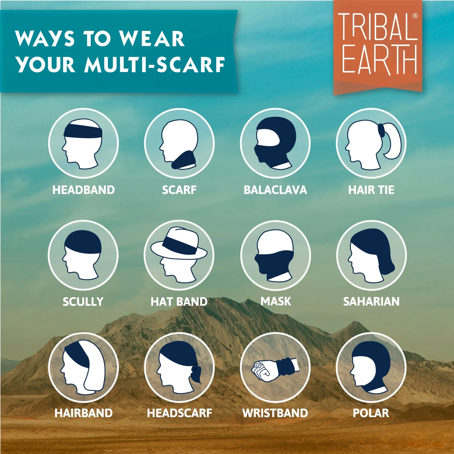 Multi Scarf | Face Mask | Bandana | Headband - Longhorn