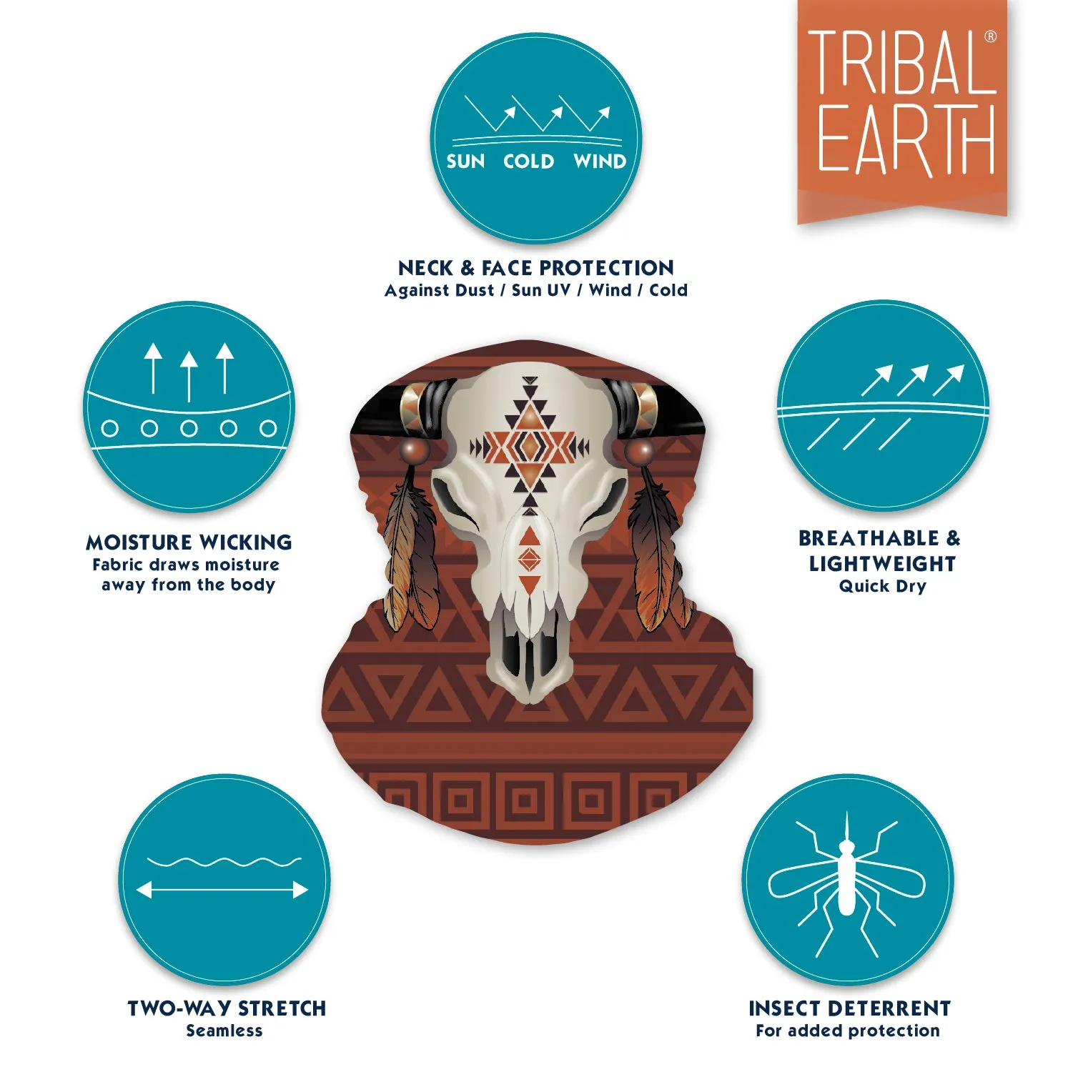 Multi Scarf | Face Mask | Bandana | Headband - Longhorn