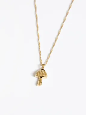 Mushroom Charm Necklace in Gold