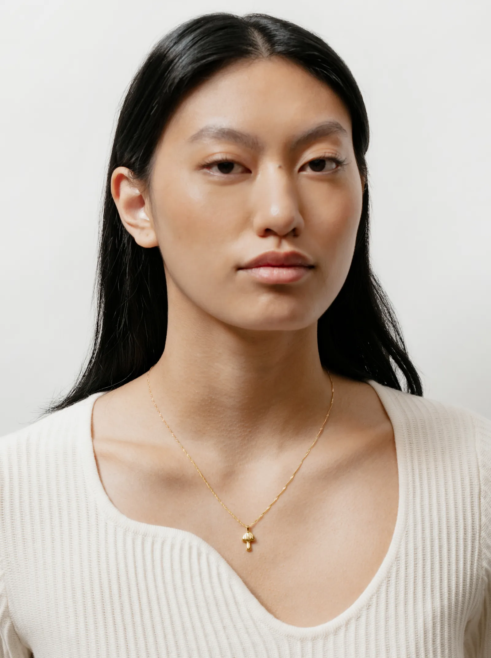 Mushroom Charm Necklace in Gold