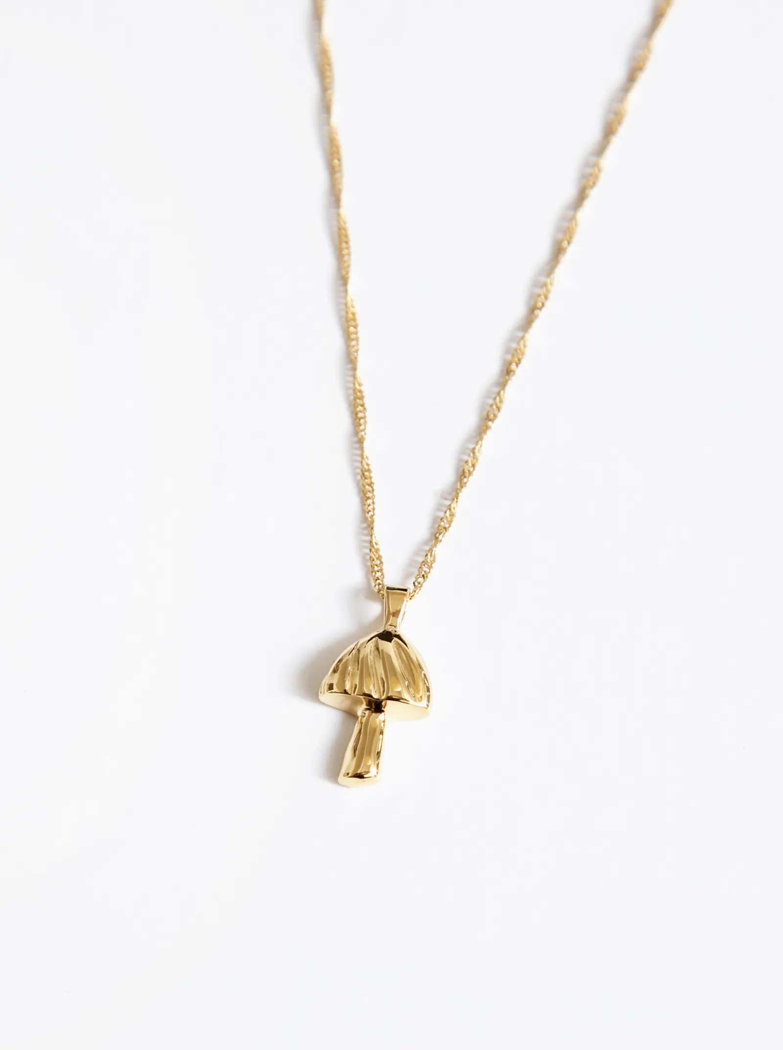 Mushroom Charm Necklace in Gold
