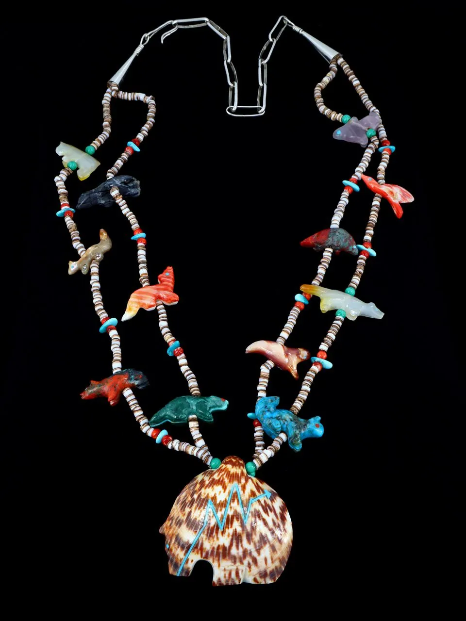 Native American Carved Zuni Fetish Necklace