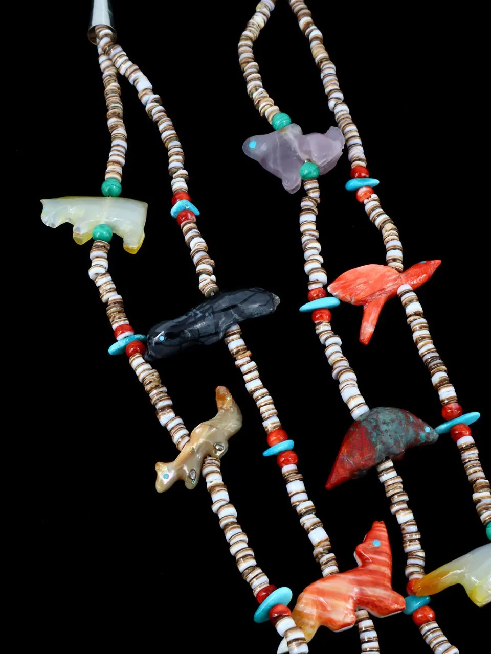 Native American Carved Zuni Fetish Necklace