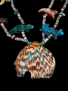 Native American Carved Zuni Fetish Necklace