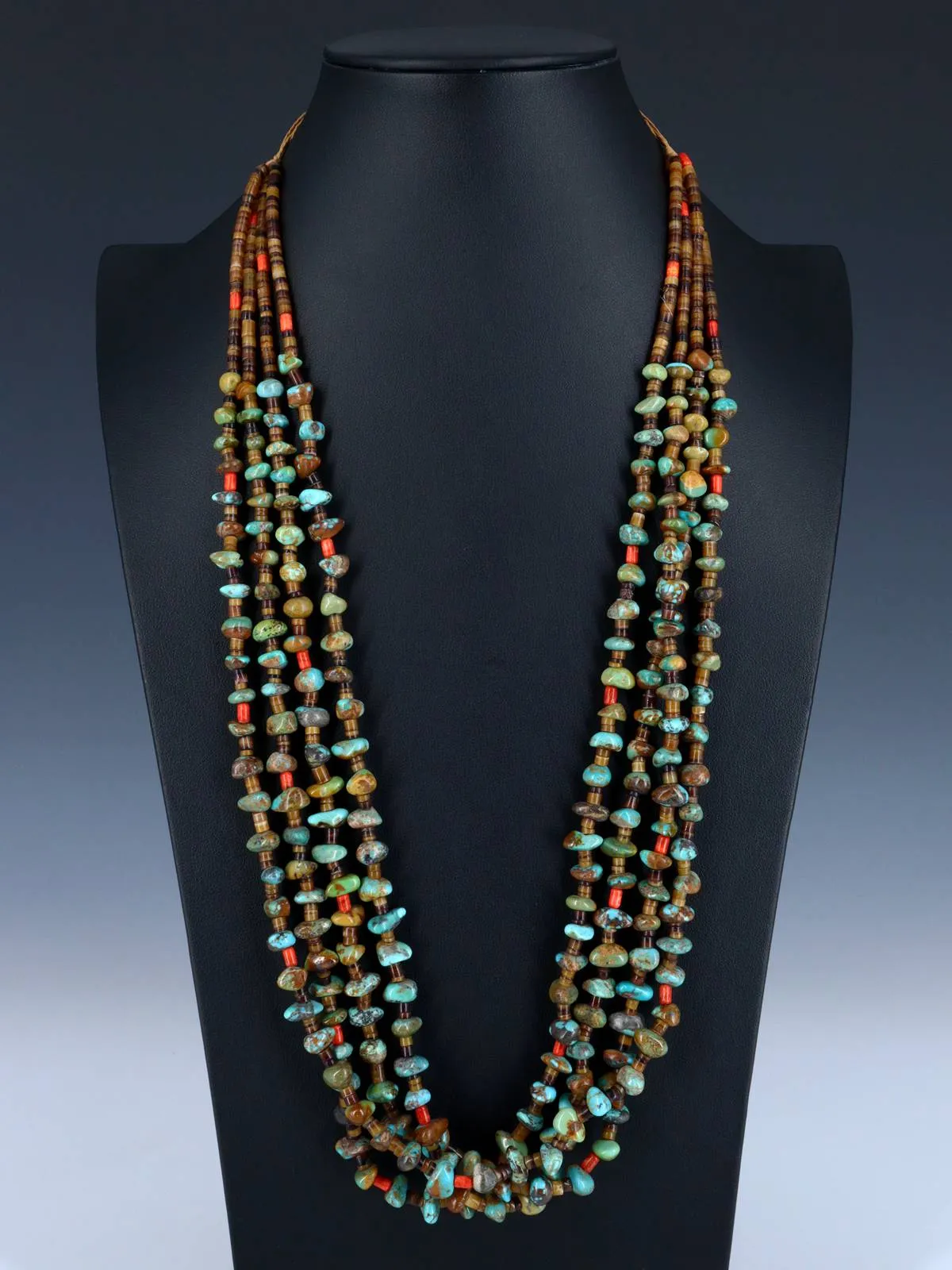 Native American Santo Domingo Turquoise Four Strand Necklace