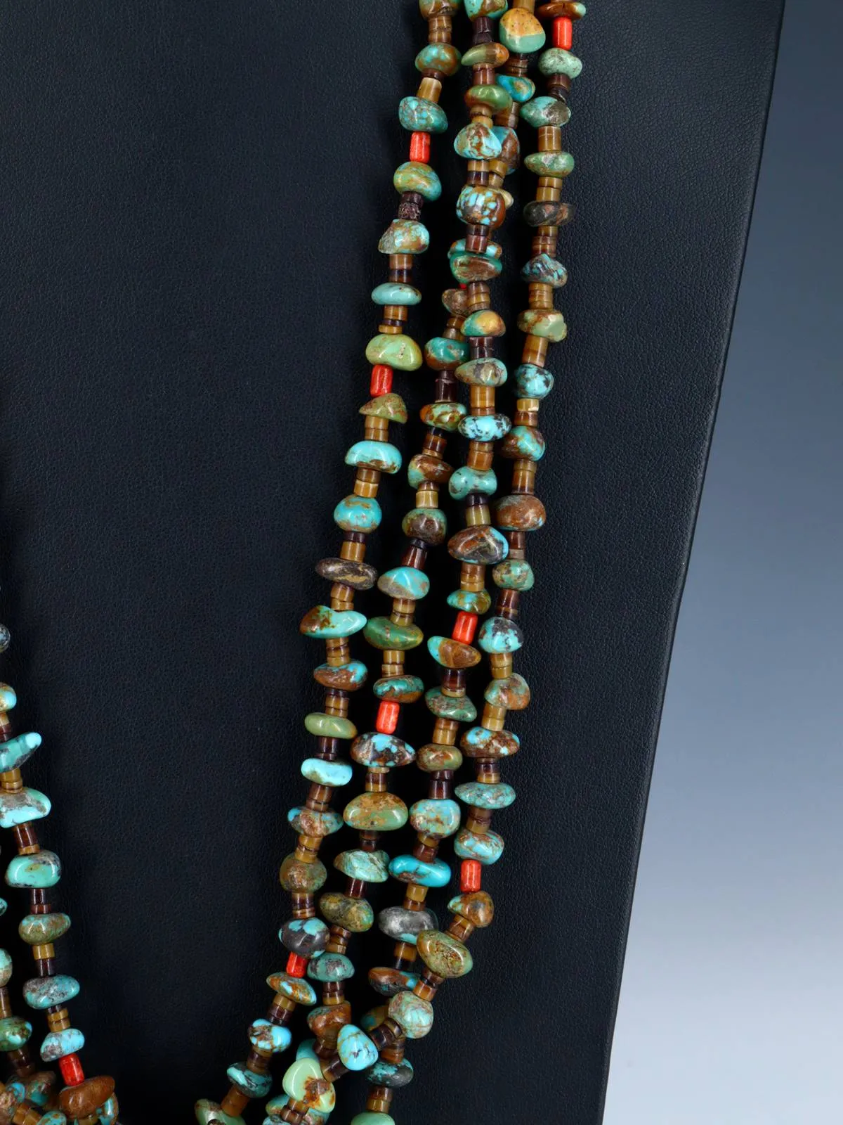 Native American Santo Domingo Turquoise Four Strand Necklace