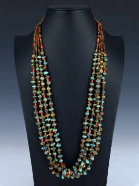Native American Santo Domingo Turquoise Four Strand Necklace