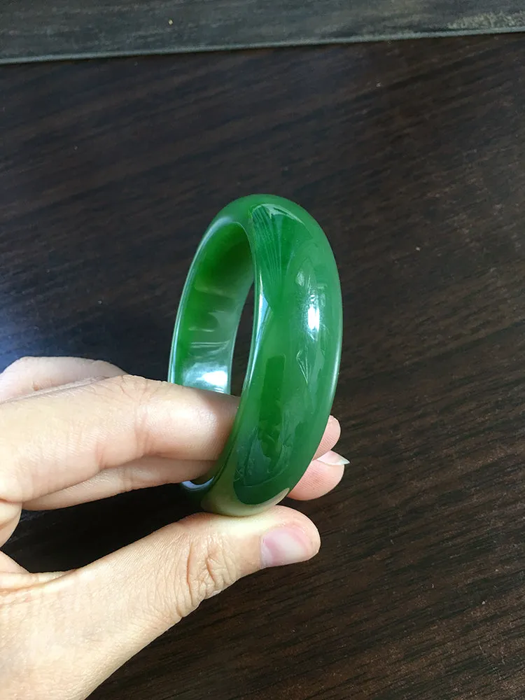Natural Jade Bangle Nephrite Bangle Internal Diameter 55.3mm NBE010