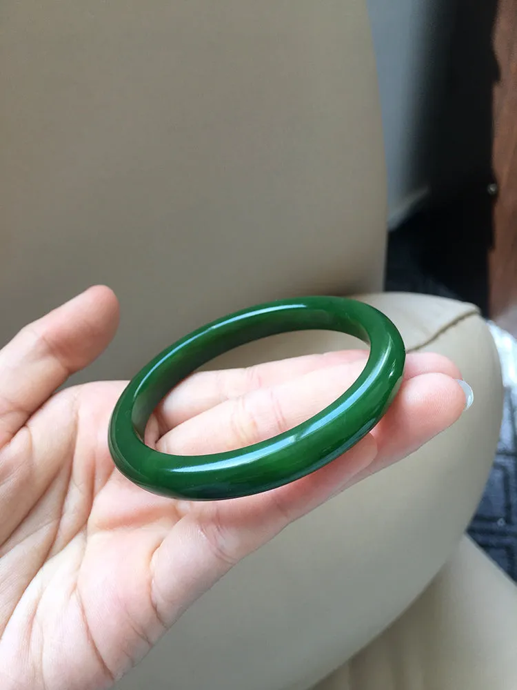 Natural Jade Bangle Nephrite Bangle Internal Diameter 57.2mm NBE006