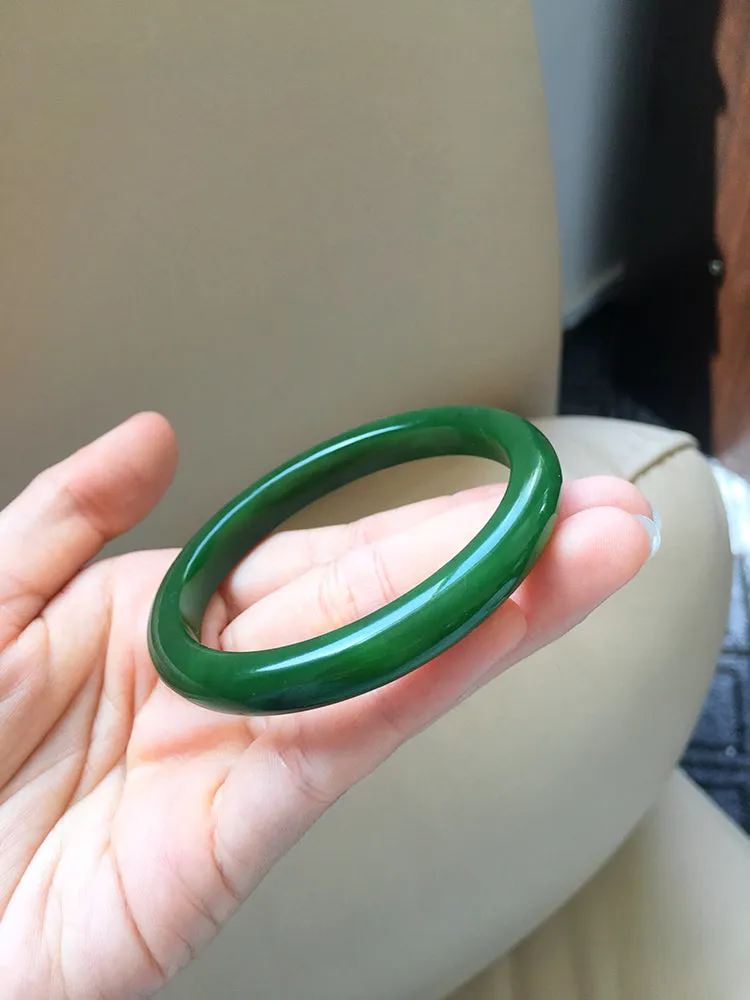 Natural Jade Bangle Nephrite Bangle Internal Diameter 57.2mm NBE006