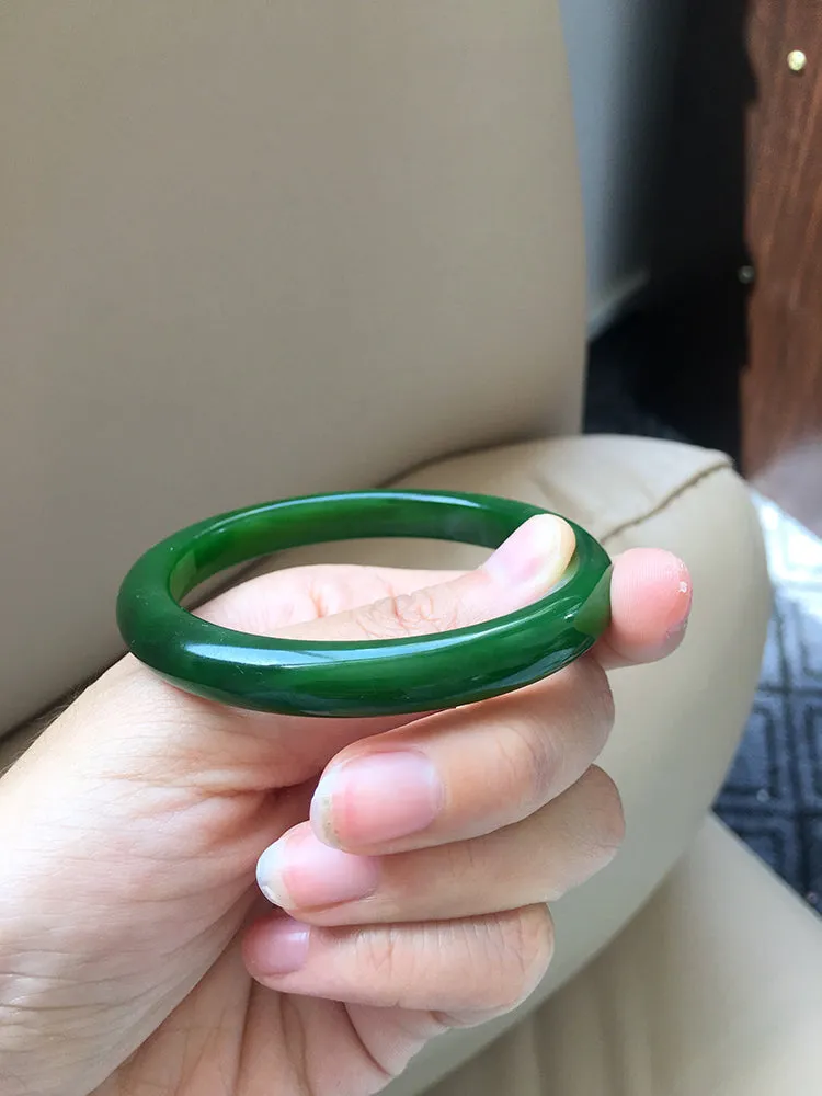 Natural Jade Bangle Nephrite Bangle Internal Diameter 57.2mm NBE006