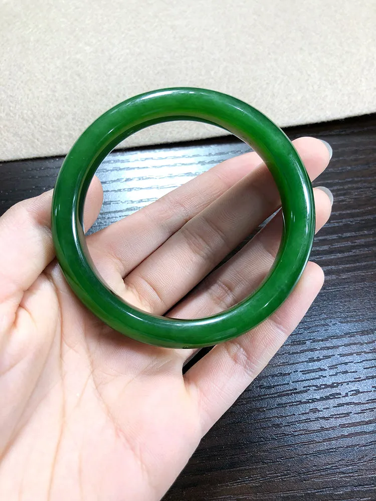 Natural Jade Bangle Nephrite Bangle Internal Diameter 58.1mm NBE013