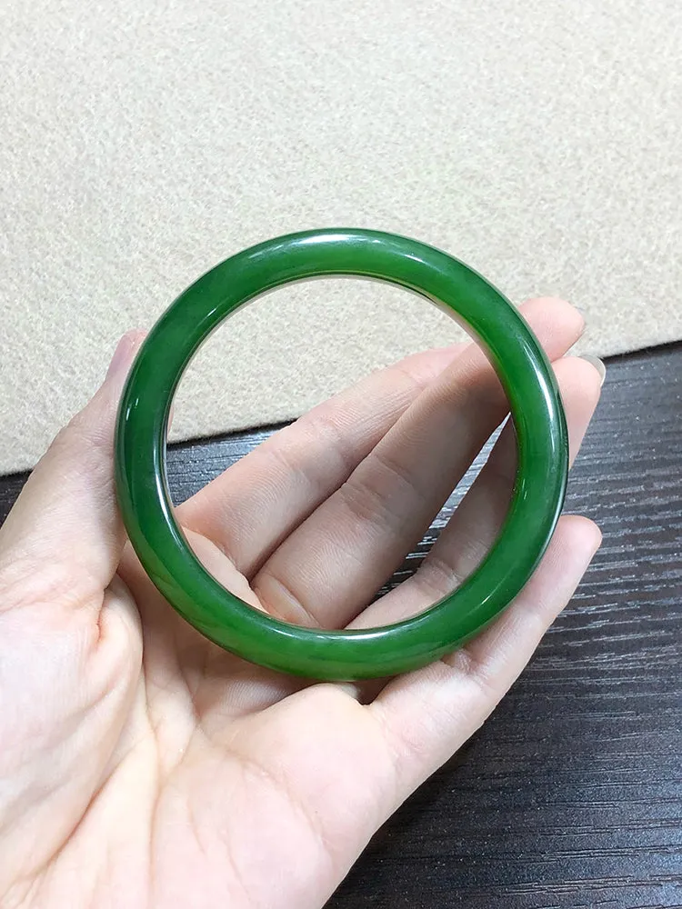 Natural Jade Bangle Nephrite Bangle Internal Diameter 58.1mm NBE013