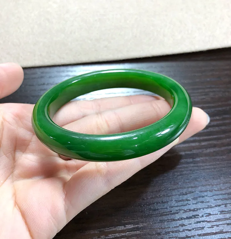 Natural Jade Bangle Nephrite Bangle Internal Diameter 58.1mm NBE013