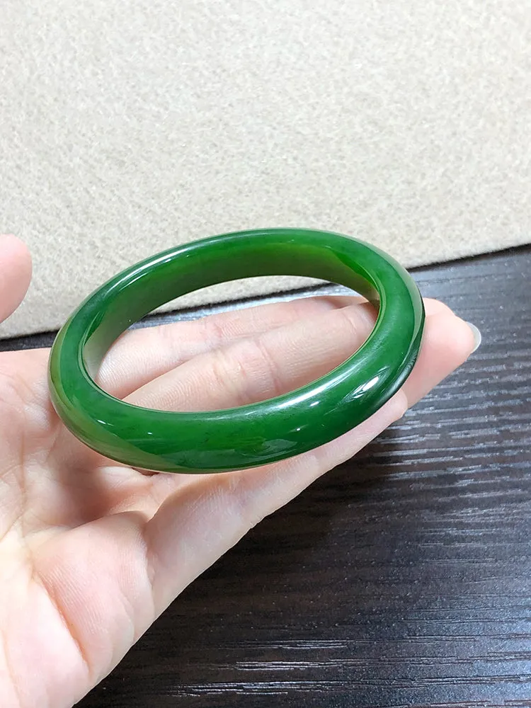 Natural Jade Bangle Nephrite Bangle Internal Diameter 58.1mm NBE013