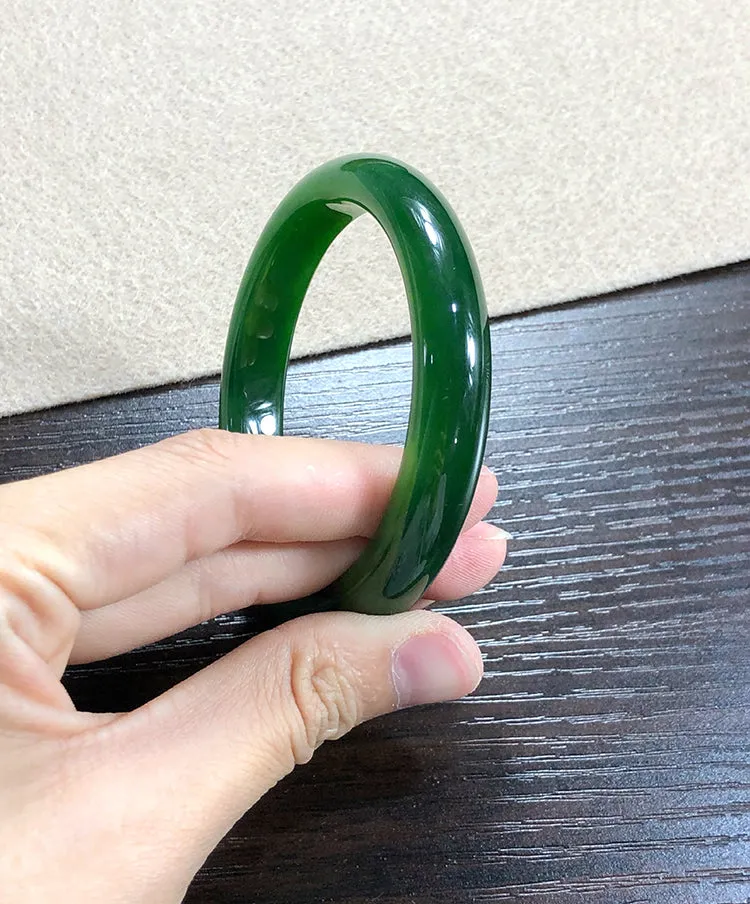 Natural Jade Bangle Nephrite Bangle Internal Diameter 58.1mm NBE013