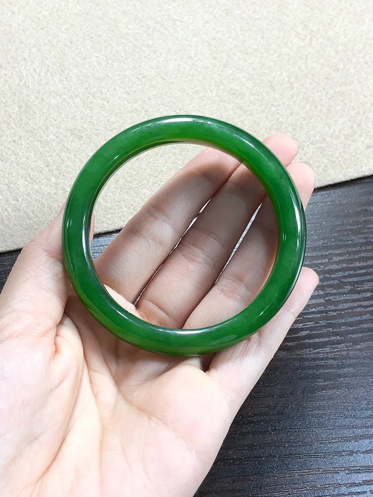 Natural Jade Bangle Nephrite Bangle Internal Diameter 58.1mm NBE013