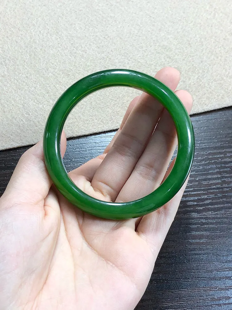 Natural Jade Bangle Nephrite Bangle Internal Diameter 58.1mm NBE013