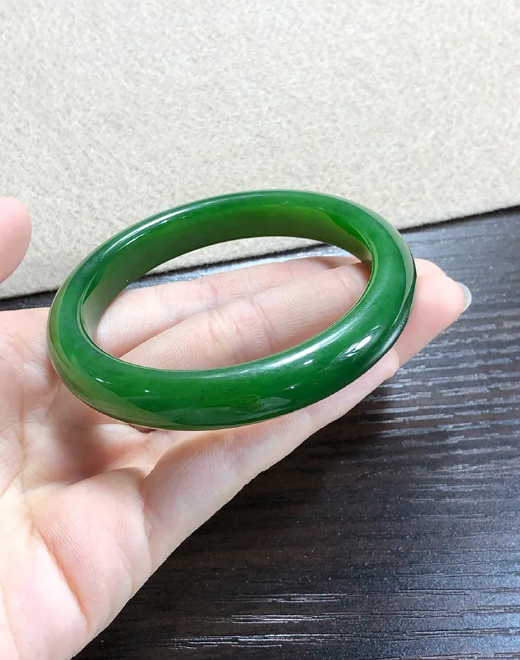 Natural Jade Bangle Nephrite Bangle Internal Diameter 58.1mm NBE013