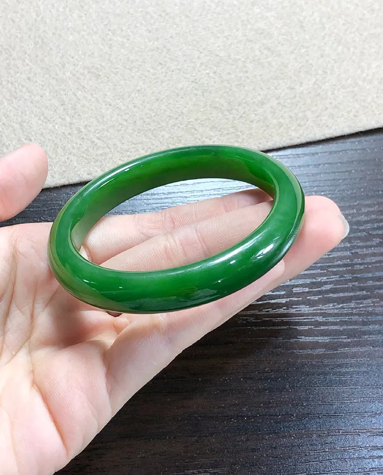 Natural Jade Bangle Nephrite Bangle Internal Diameter 58.1mm NBE013